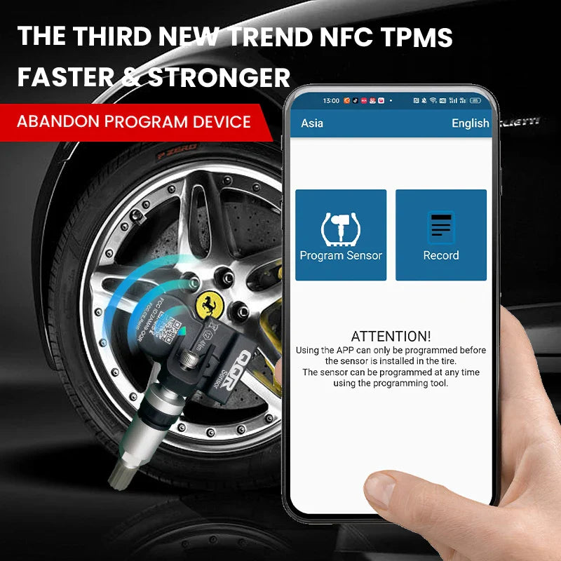 Universal NFC Programmable TPMS Sensors (315MHz/433MHz)