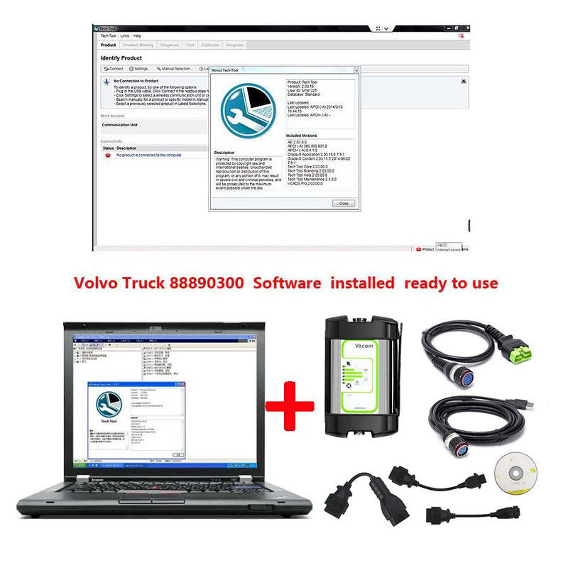 Real Volvo Diagnostic tool Vocom with Laptop Ready to Work Plus PTT 2.8.241