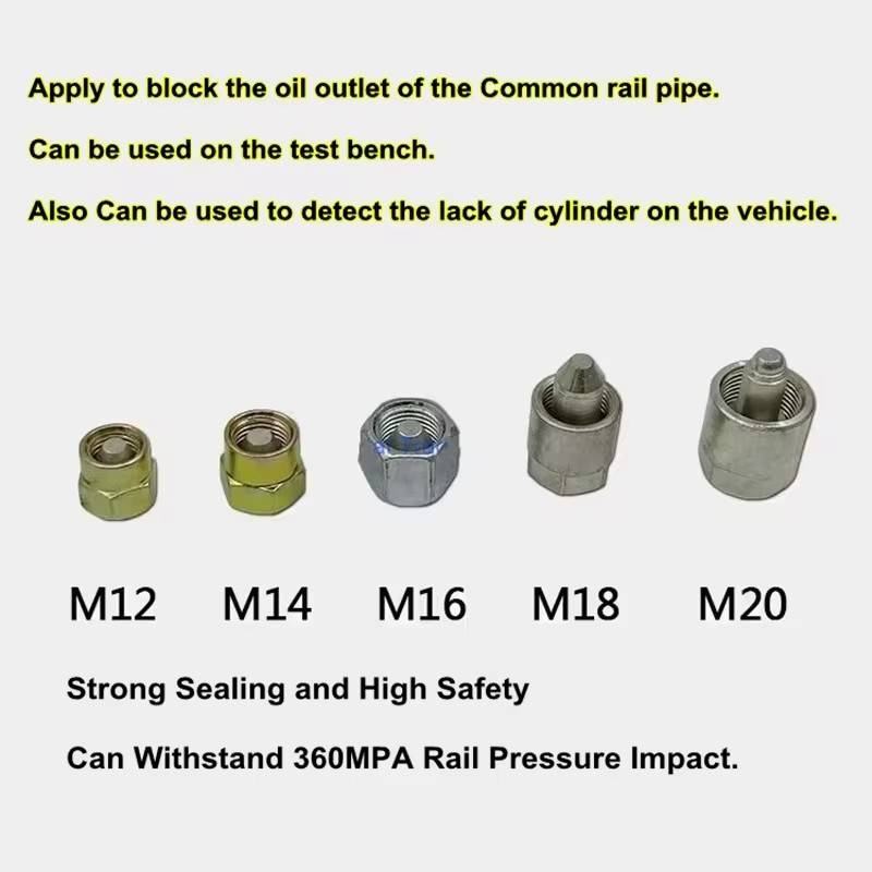 Diesel Common Rail M12 14 16 18 20 Fuel Injector Cap Block Off Tool for Chevy GMC Duramax 6.6L and Dodge Cummins 5.9L Some Models