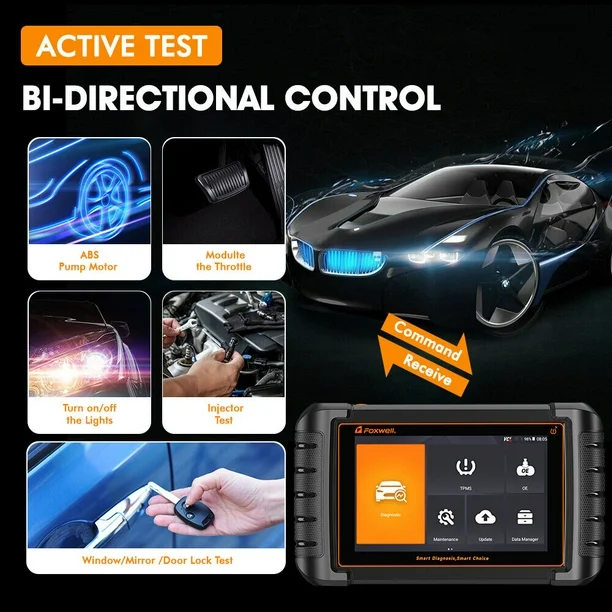 FOXWELL NT809TS Professional Diagnostic Tool TPMS Programming 30+ Service Resets Bi-Directional Control & All-Systems Scan Bluetooth OBD2 Scanner
