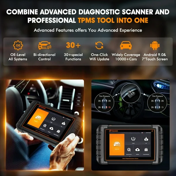 FOXWELL NT809TS Professional Diagnostic Tool TPMS Programming 30+ Service Resets Bi-Directional Control & All-Systems Scan Bluetooth OBD2 Scanner