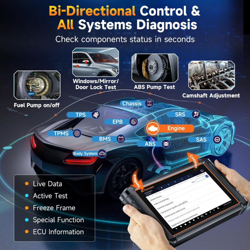 FOXWELL NT909 Professional-Grade OBD2 Scanner Advanced ECU Coding & Bidirectional Diagnostic Tool 30+ Service