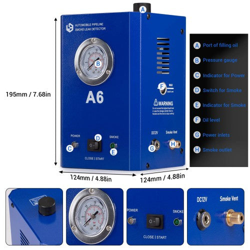 GODIAG C4/ A6 Smoke Leak Detector Test Leak in Vehicle Pipe Systems for Cars, Motorcycles, Snowmobiles, ATV, Boats