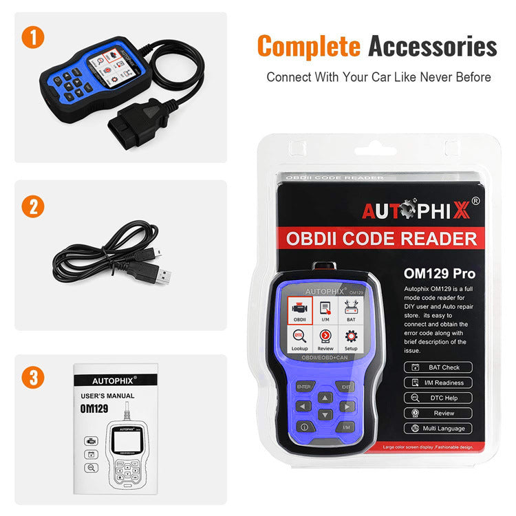 AUTOPHIX OM129Pro 2 in 1 Car OBDII Engine Testing Tool And Car Electrical Tester
