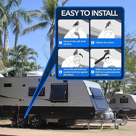 VXDAS Wireless Solar TPMS Tire Pressure Monitoring System with 4 Sensors & 4 Alarm Modes