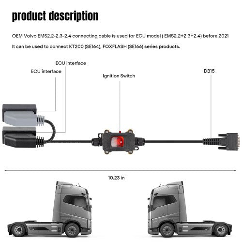 V-olvo Renault TRW EMS2.2-2.3-2.4 Connecting Cable for KT200 II / KT200