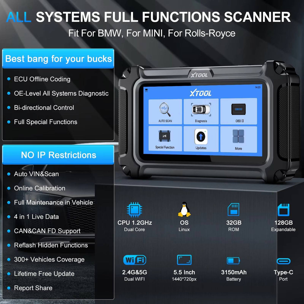 Xtool InPlus IP500 Car Diagnostic Tool For B-MW/ Mini/ Rolls-Royce Full system diagnosis with CAN FD