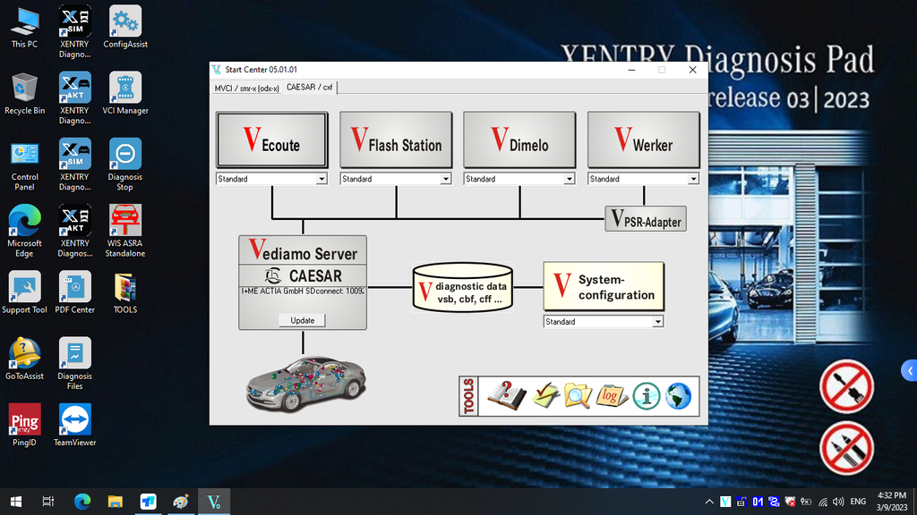 V2023.3 MB Star Diagnostic SD Connect C4 500G HDD Win10 Support HHT-WIN Vediamo and DTS Monaco