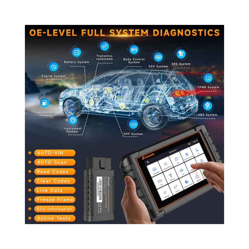 Foxwell NT809 BT Advanced Car Diagnostic Tool  Bluetooth OBD2 Scanner Bidirectional Testing 30+ IMMO Reset & Full System Diagnostics