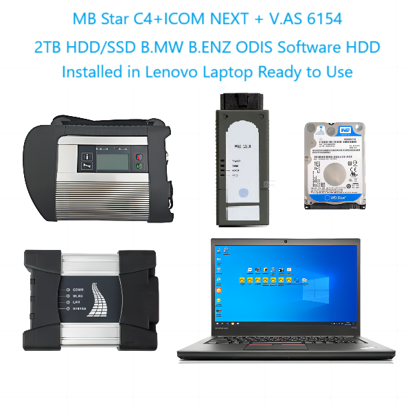 MB Star C4 doip+ICOM NEXT + V-AS 6154 With Lenovo Laptop I7 8G and 2TB HDD/SSD BM-W BENZ ODIS Software Complete