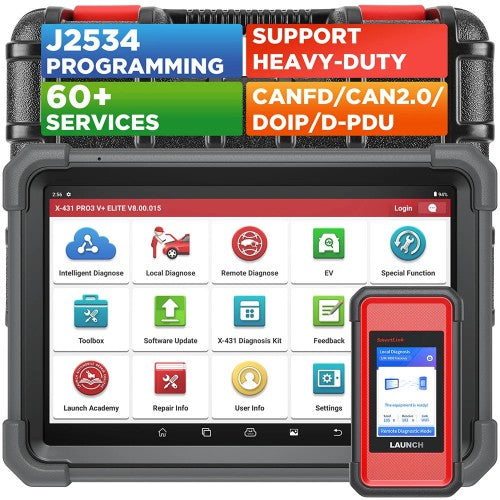 LAUNCH X431 PRO3 V+ Elite Professional Automotive Diagnostic Tool with J2534 Compliance 60+ Resets CANFD/DoIP Support Smartlink VCI OBD PIN Detection