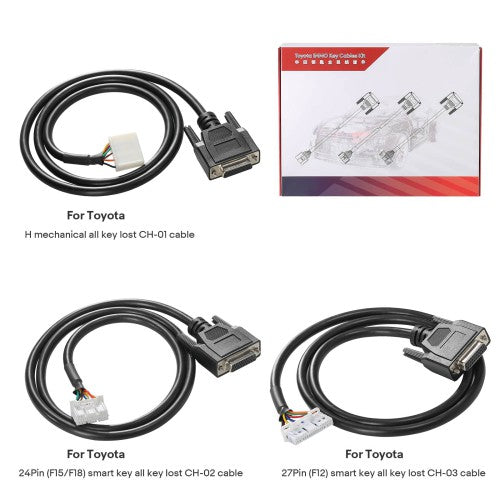 Launch X431 Toyota All Key Lost Adapters Kit with CH-01 Non-Smart Key CH-02 24-PIN and CH-03 27-PIN