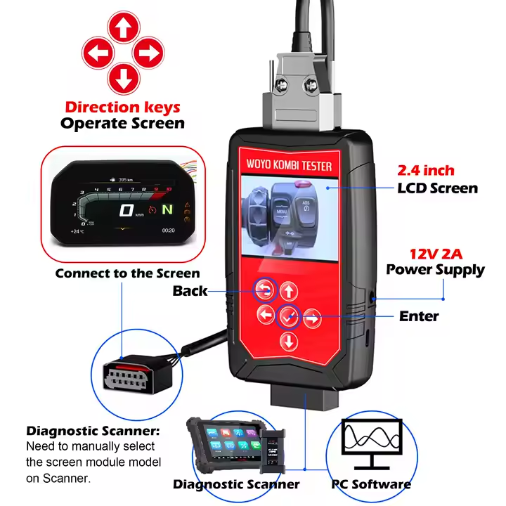 WOYO MOTO002 KOMBI Diagnostic Tool Offline Testing Device for BMW Motorcycle ECU Modules & TFT Displays