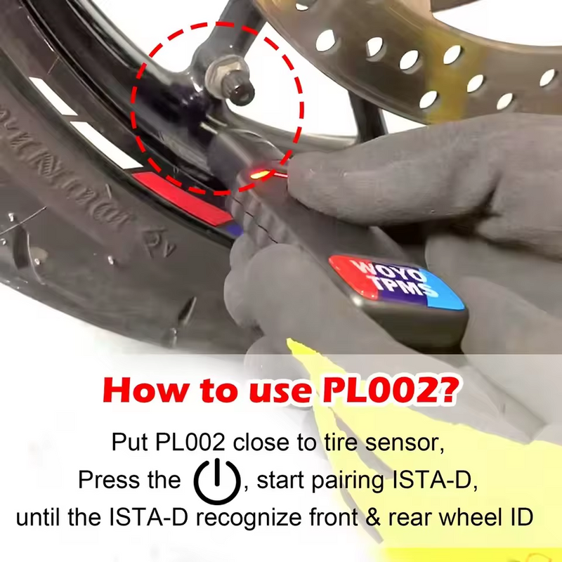 WOYO PL002 BMW Motorcycle TPMS Reset Tool  ISTA-D-Compatible Pressure Sensor Activator with Full Tire ID Recognition