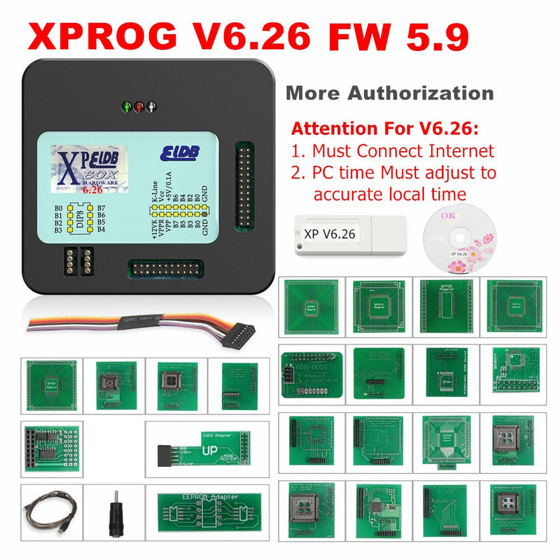 XPROG M V6.50 V6.26  A New Authorizations XPROG Metal Box XPROG-M ECU Programmer with Full Adapters