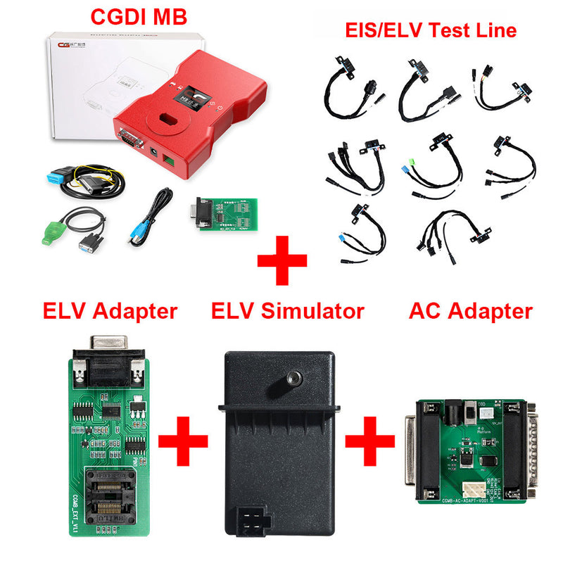 CGDI MB Key Programmer with Full Adapters including EIS/ELV Test Line + ELV Adapter + ELV Simulator + AC Adapter with New Diode